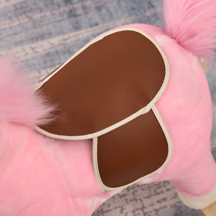 HOMCOM Kids Plush Rocking Horse with Sounds – Pink