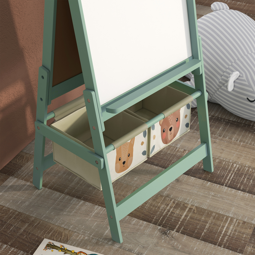 AIYAPLAY 3-in-1 Kids Easel with Paper Roll & Storage – Green