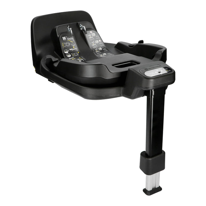 Black car seat base with connectors on a white background