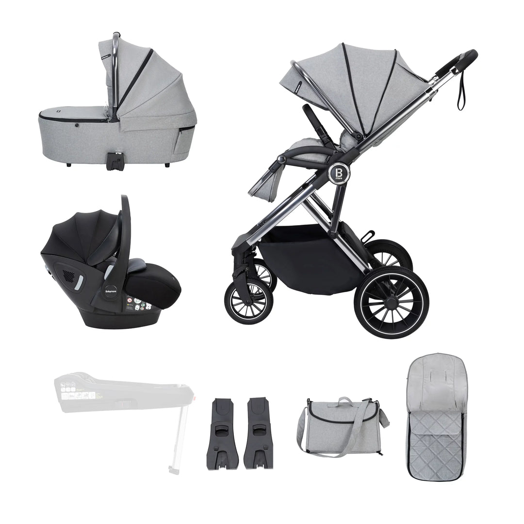 Babymore Chia Travel System with Pecan Car Seat – Pearl Grey