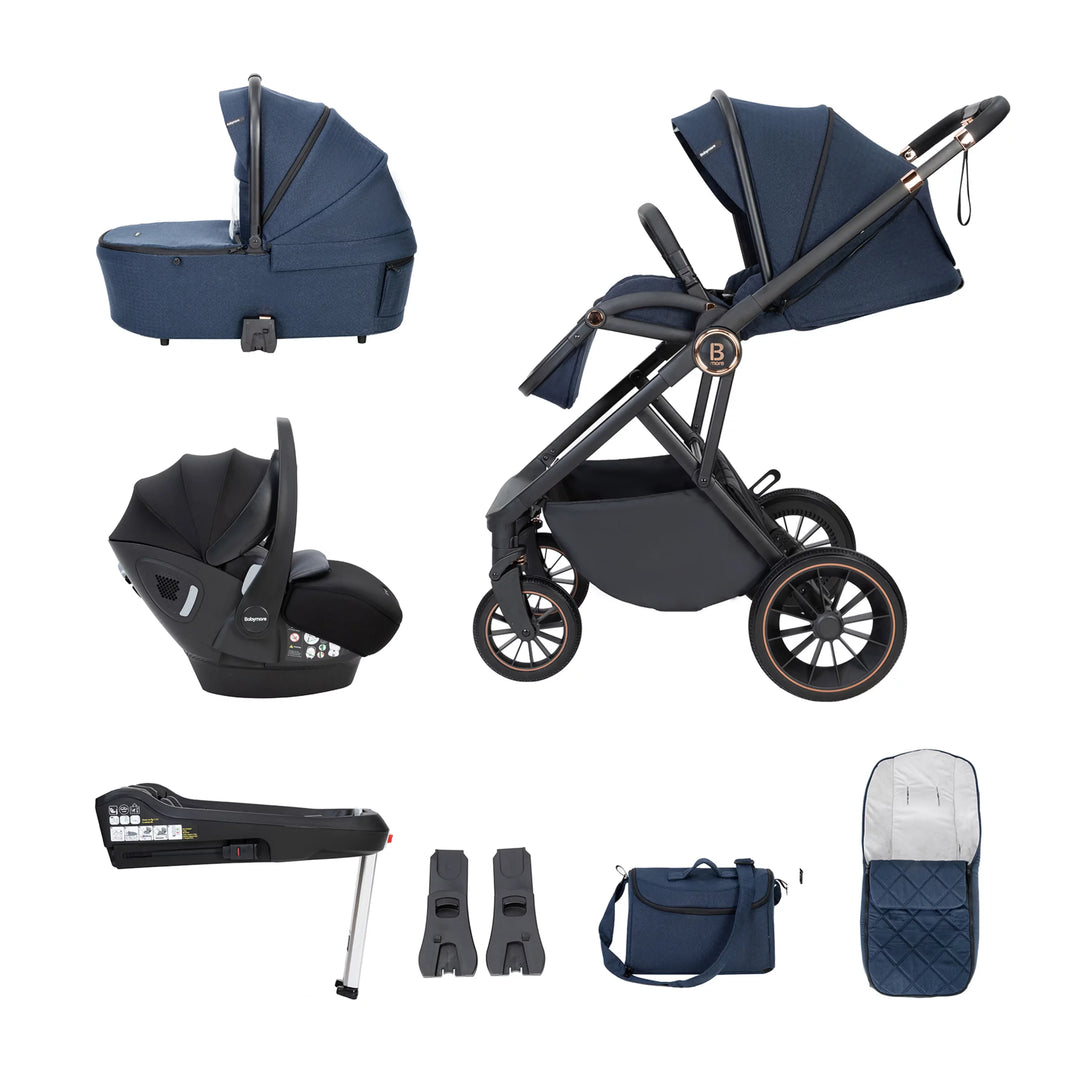 Babymore Chia Travel System with Pecan Car Seat – Midnight Blue