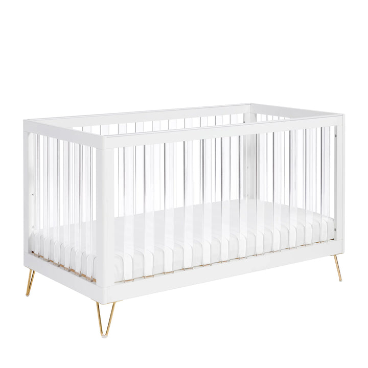 Babymore Kimi XL Acrylic Cot Bed on a white background
