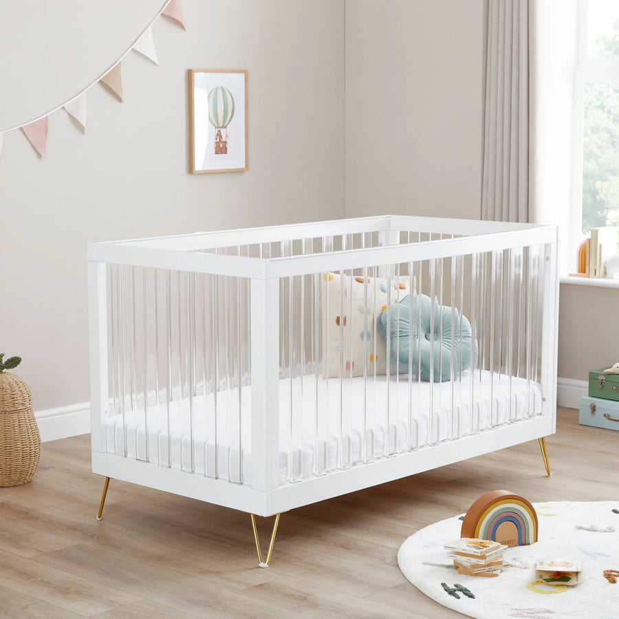 Babymore Kimi XL Acrylic Cot Bed Lifestyle