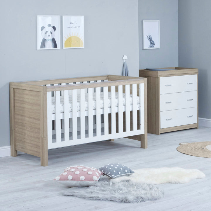 Babymore Luno 2 Piece Set with no drawer in White Oak