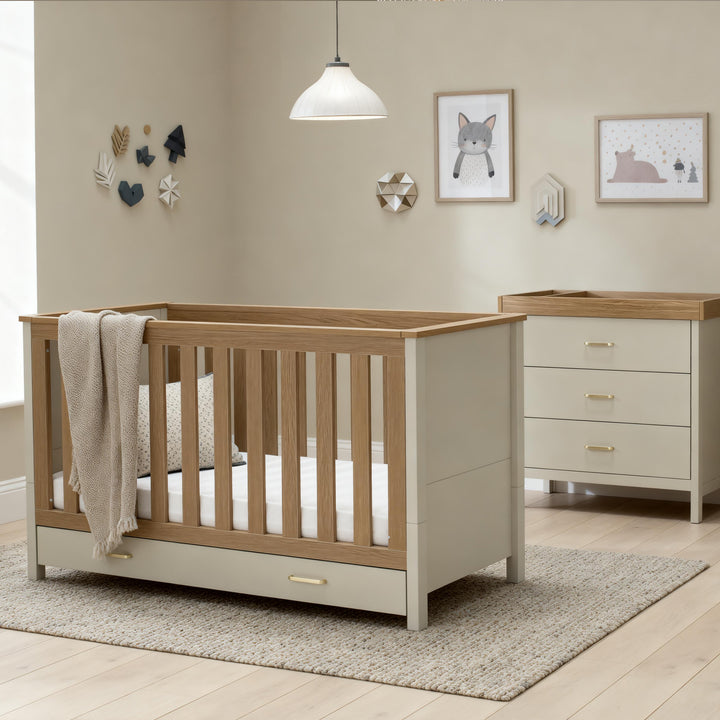 Babymore Mira 2 Piece Nursery Room Set – Cashmere Warm Oak