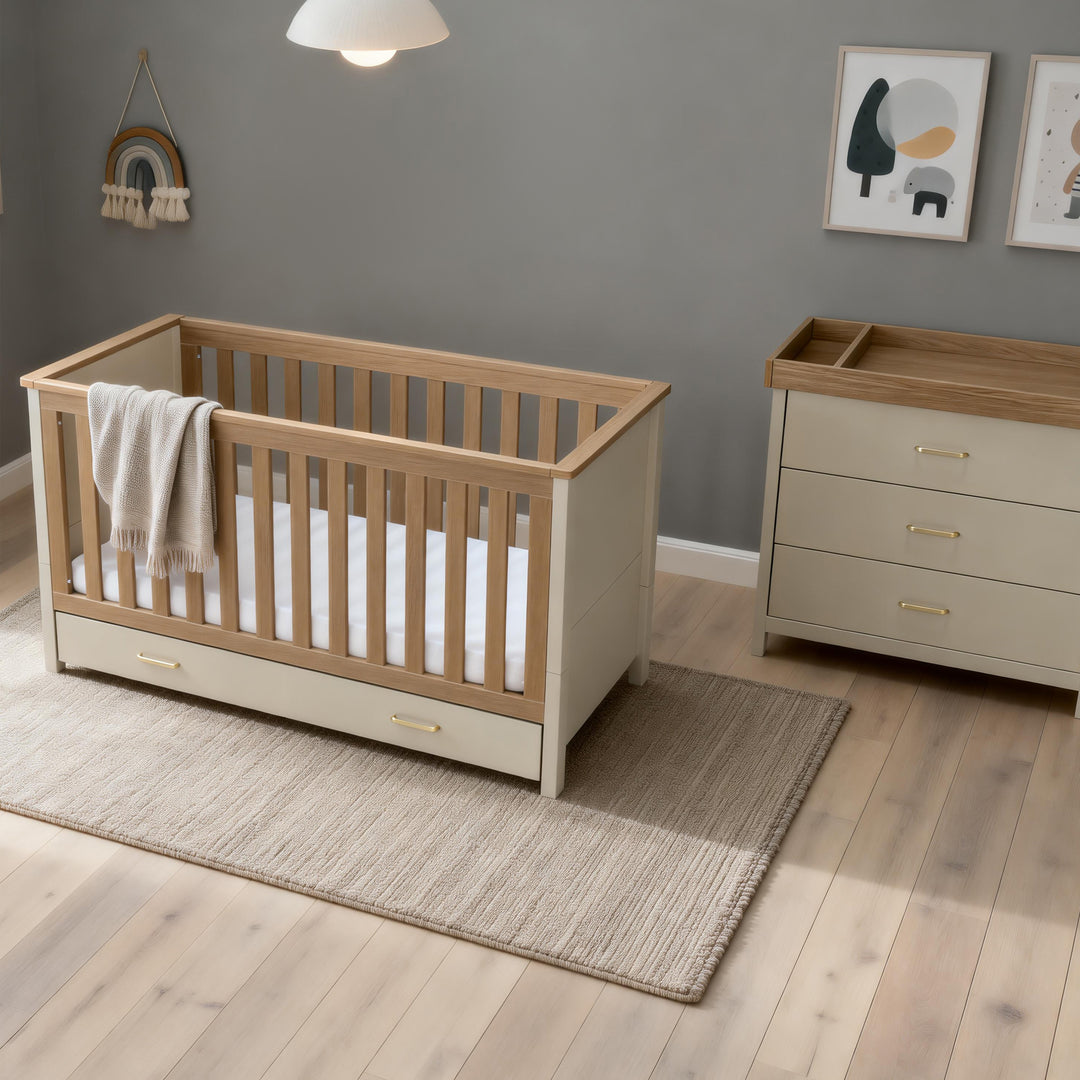 Babymore Mira 2 Piece Nursery Room Set – Cashmere Warm Oak