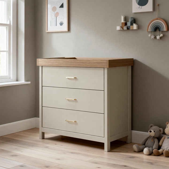 Babymore Mira Nursery Chest Changer – Cashmere Warm Oak