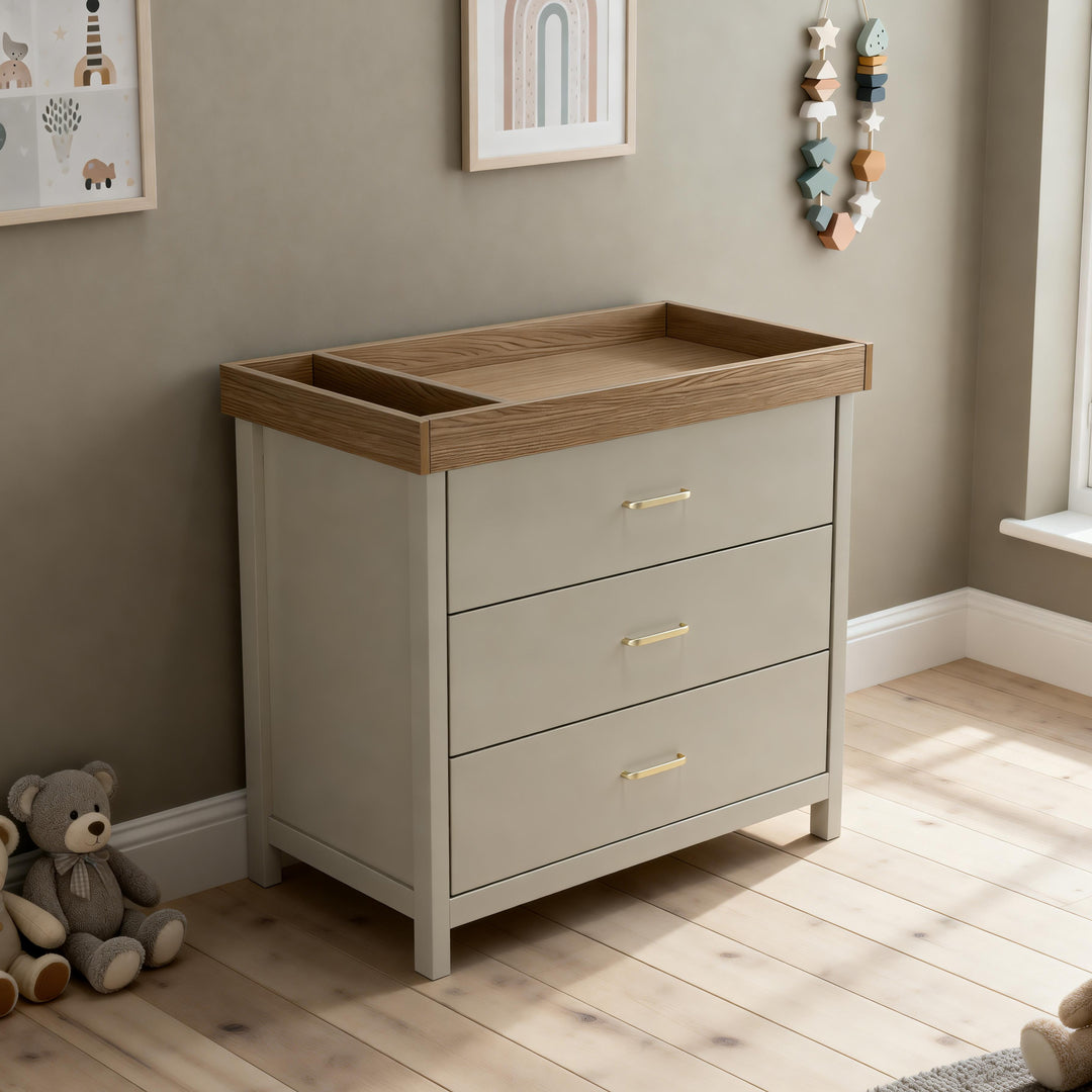 Babymore Mira Nursery Chest Changer – Cashmere Warm Oak
