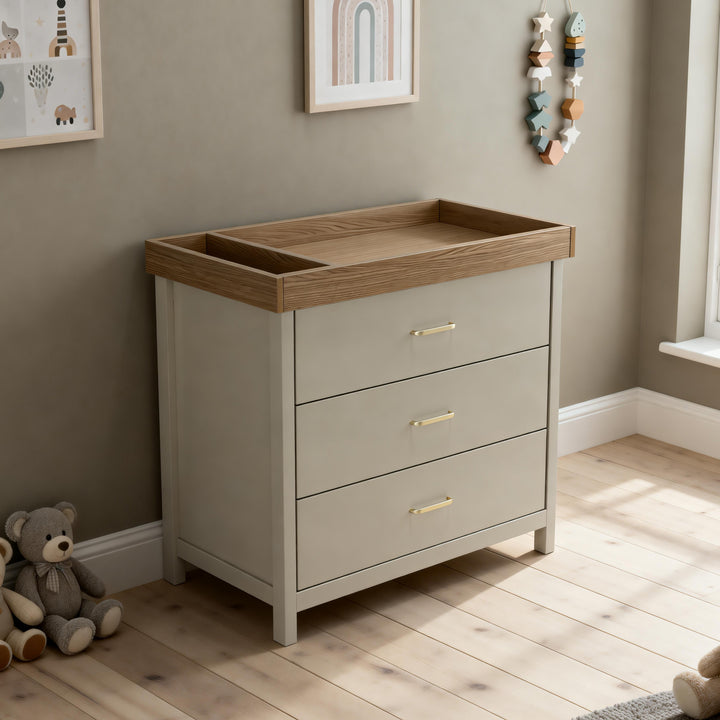 Babymore Mira Nursery Chest Changer – Cashmere Warm Oak