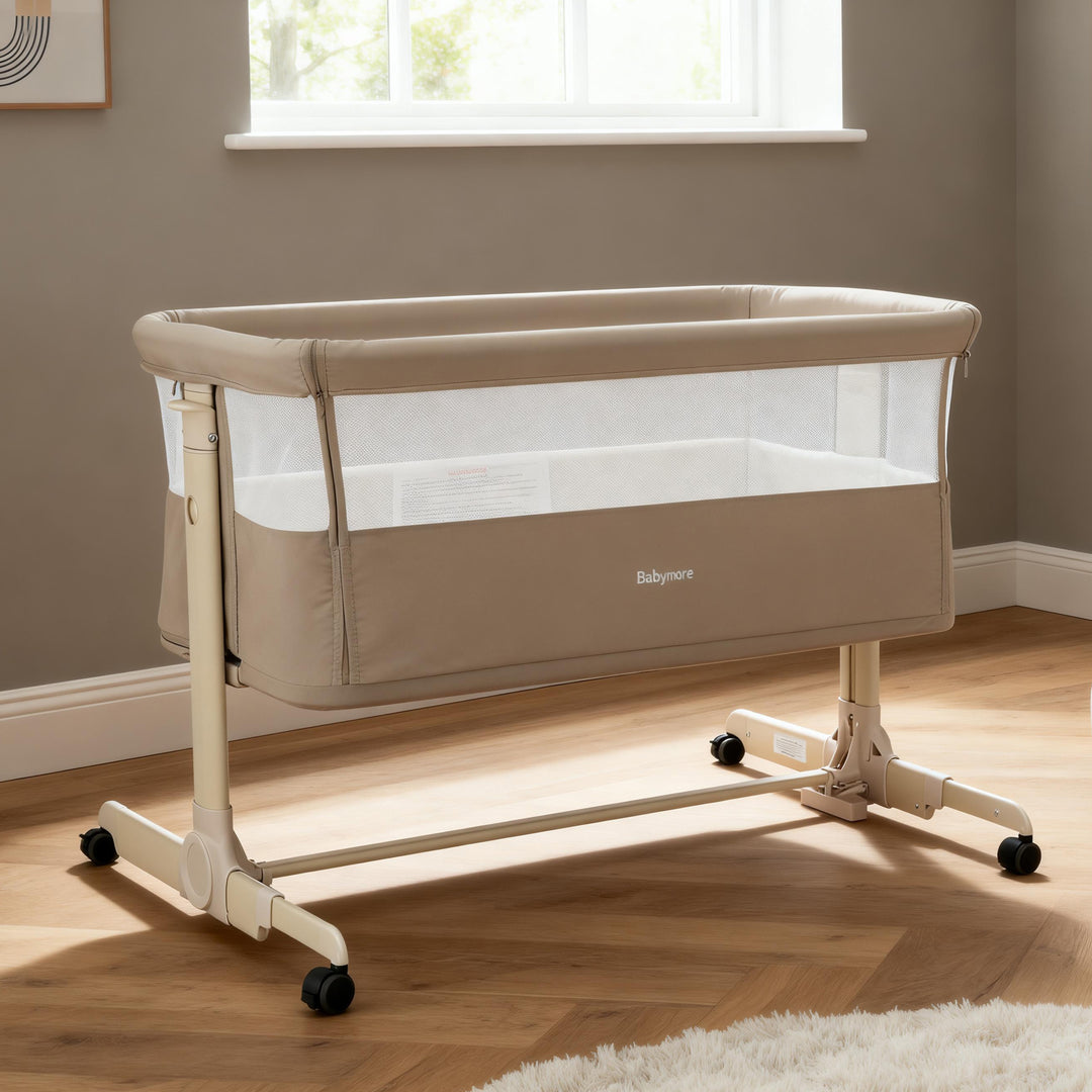 Babymore Neera Bedside Crib - Khaki