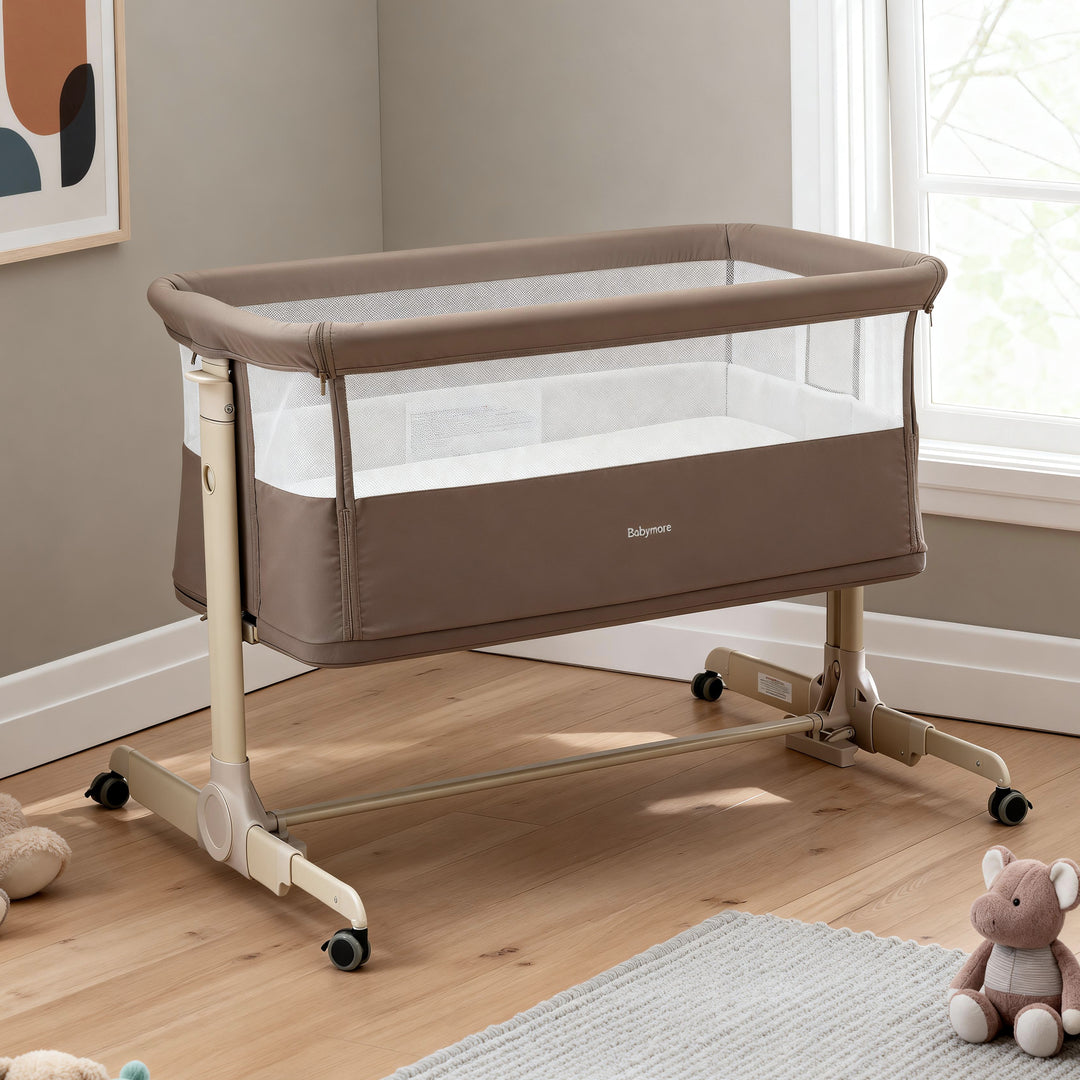 Babymore Neera Bedside Crib - Mocha