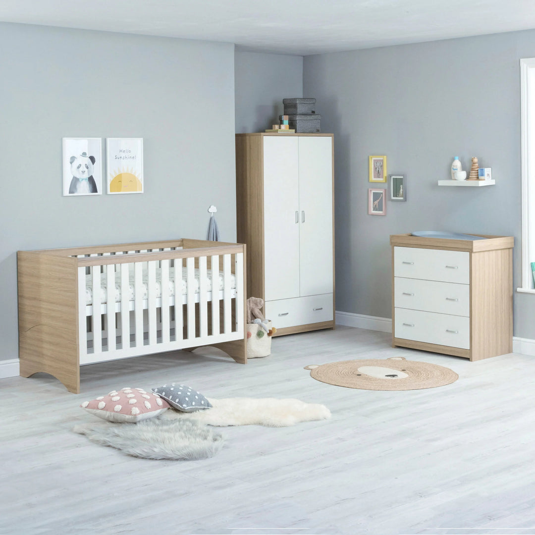 Babymore Veni 3 Piece room set white oak with no drawer
