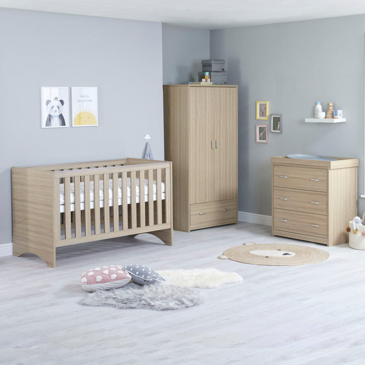 Babymore Veni 3 Piece Nursery Furniture Set Oak with no drawer