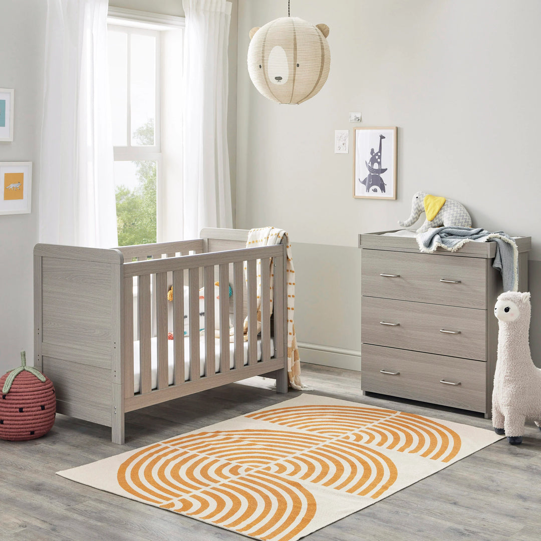 Babymore Caro Mini 2 Piece Nursery Furniture Set – Grey Wash