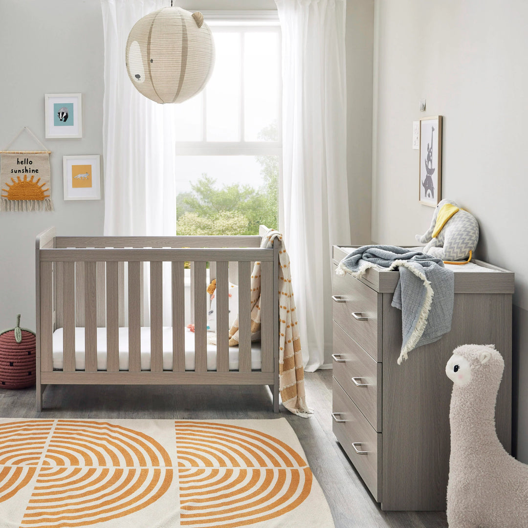 Babymore Caro Mini 2 Piece Nursery Furniture Set – Grey Wash