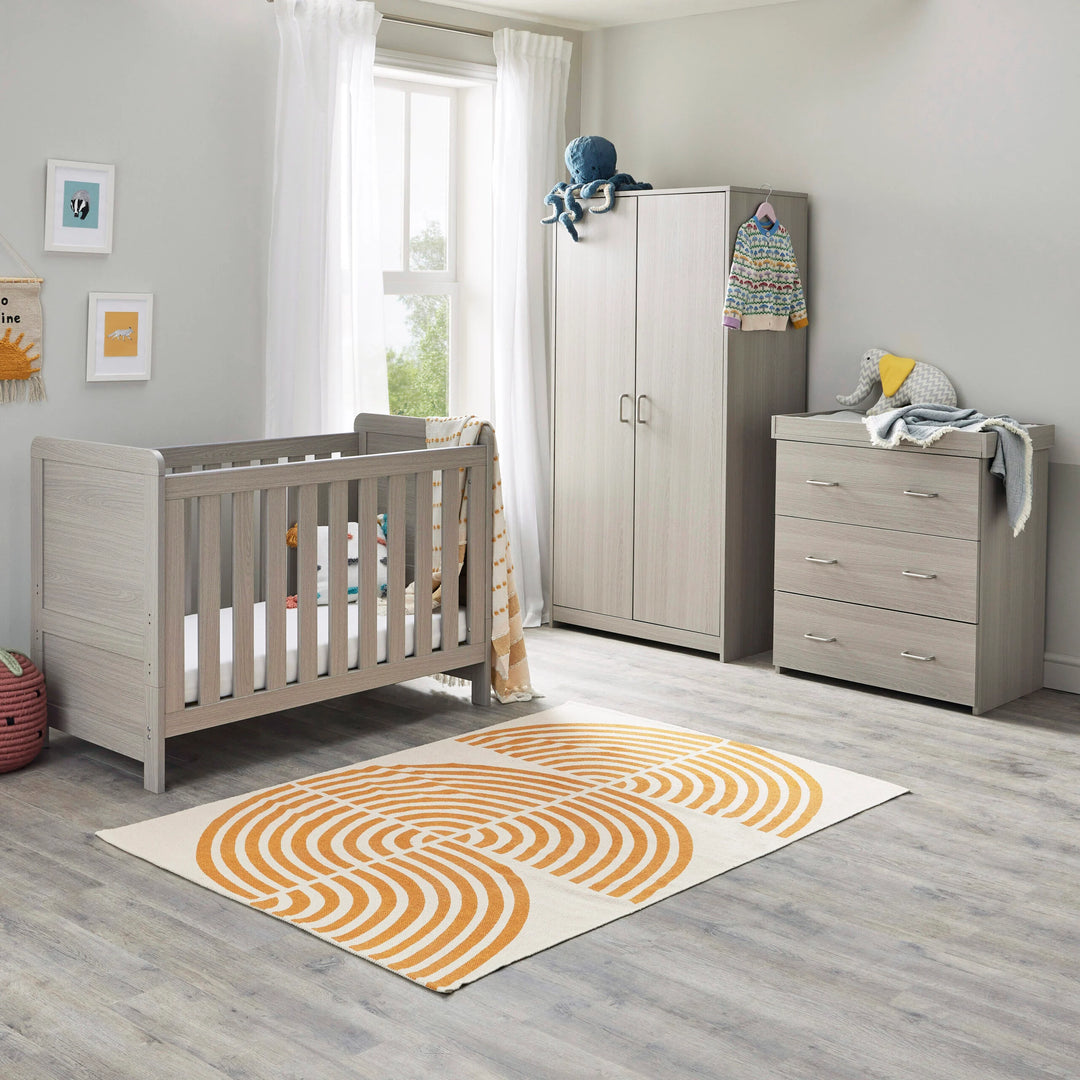 Babymore Caro Mini 3 Piece Nursery Furniture Set – Grey Wash