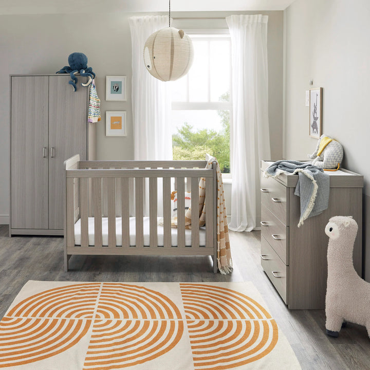 Babymore Caro Mini 3 Piece Nursery Furniture Set – Grey Wash