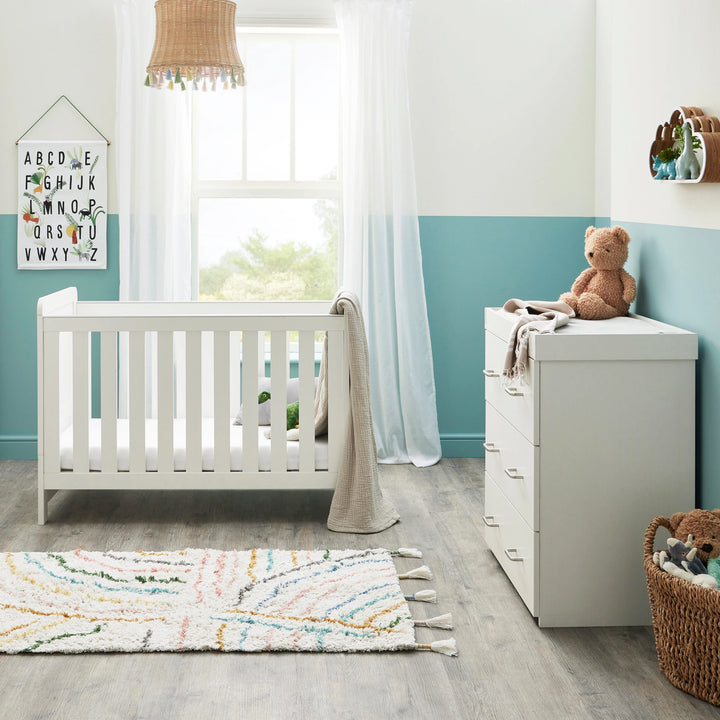 Babymore Caro Mini 2 Piece Nursery Furniture Set – White Wash