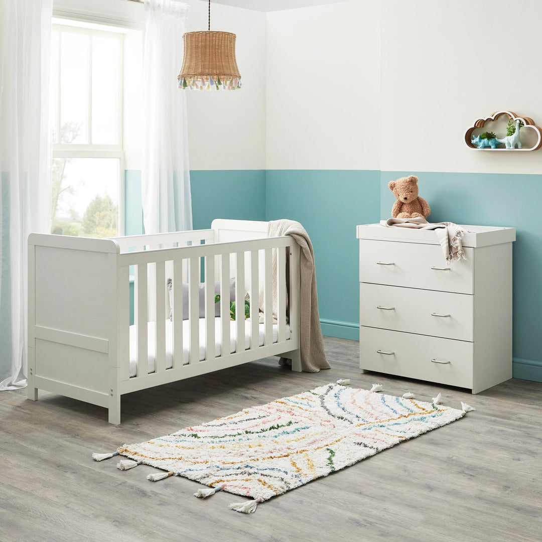 Babymore Caro 2 Piece Nursery Furniture Set – White Wash