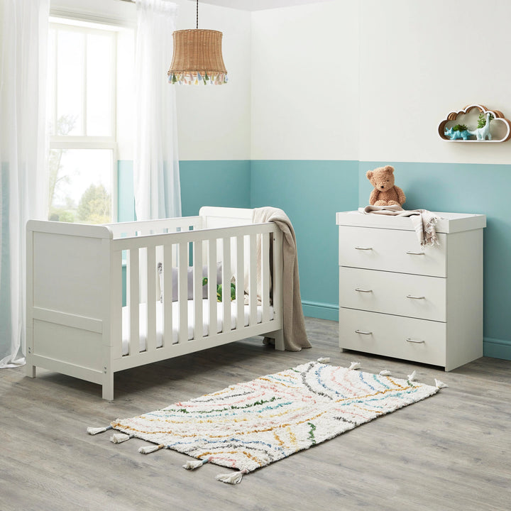 Babymore Caro 2 Piece Nursery Furniture Set – White Wash
