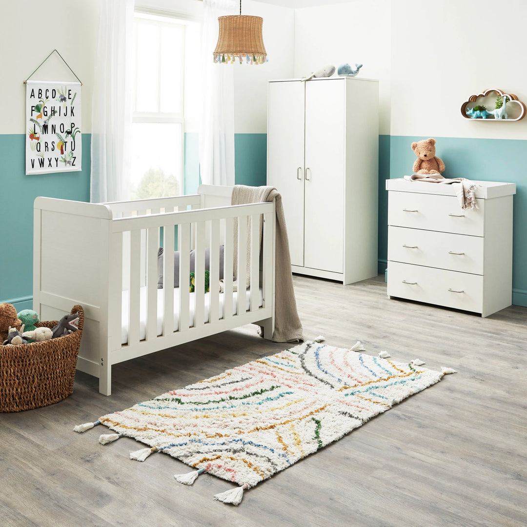Babymore Caro Mini 3 Piece Nursery Furniture Set – White Wash