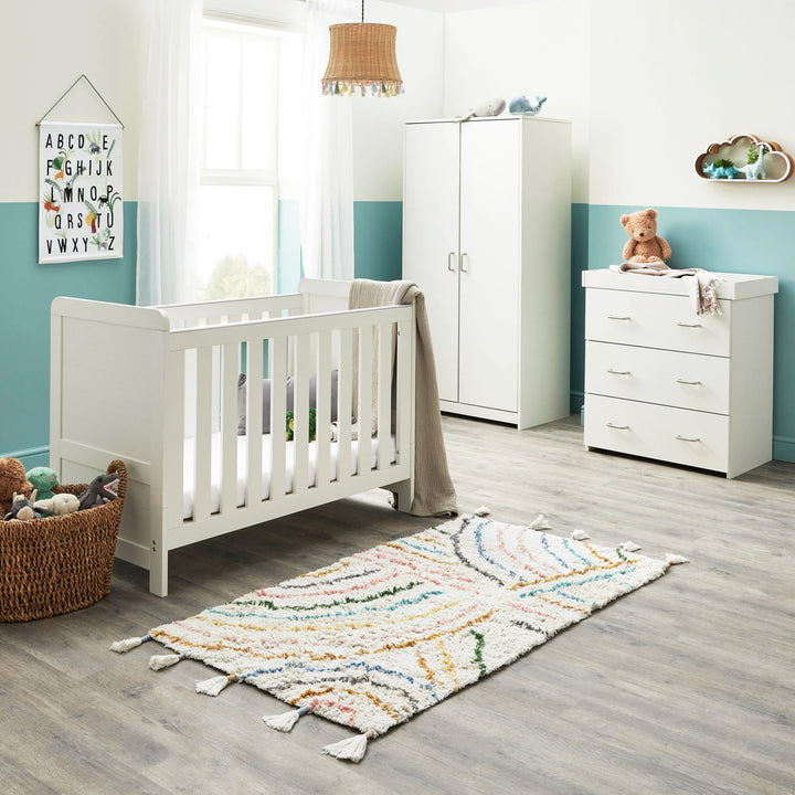 Babymore Caro Mini 3 Piece Nursery Furniture Set – White Wash