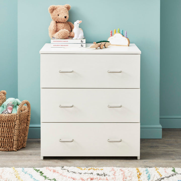 Babymore Caro 3 Piece Nursery Furniture Set – White Wash