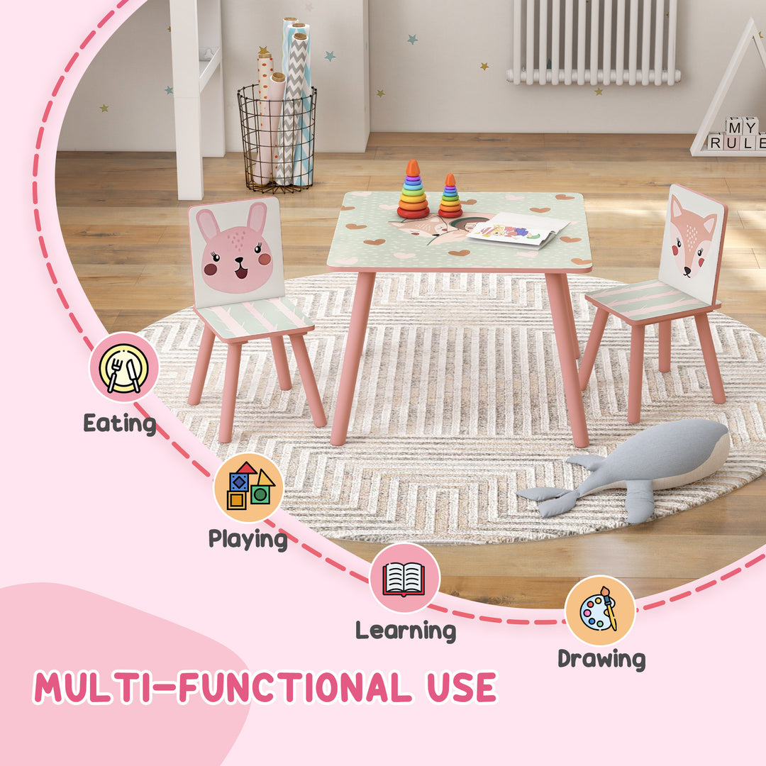 ZONEKIZ Kids and Table Chairs, Children Desk with Two Chairs, Toddler Furniture Set, for Ages 3-6 Years - Pink - image 4