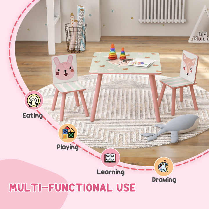ZONEKIZ Kids and Table Chairs, Children Desk with Two Chairs, Toddler Furniture Set, for Ages 3-6 Years - Pink - image 4
