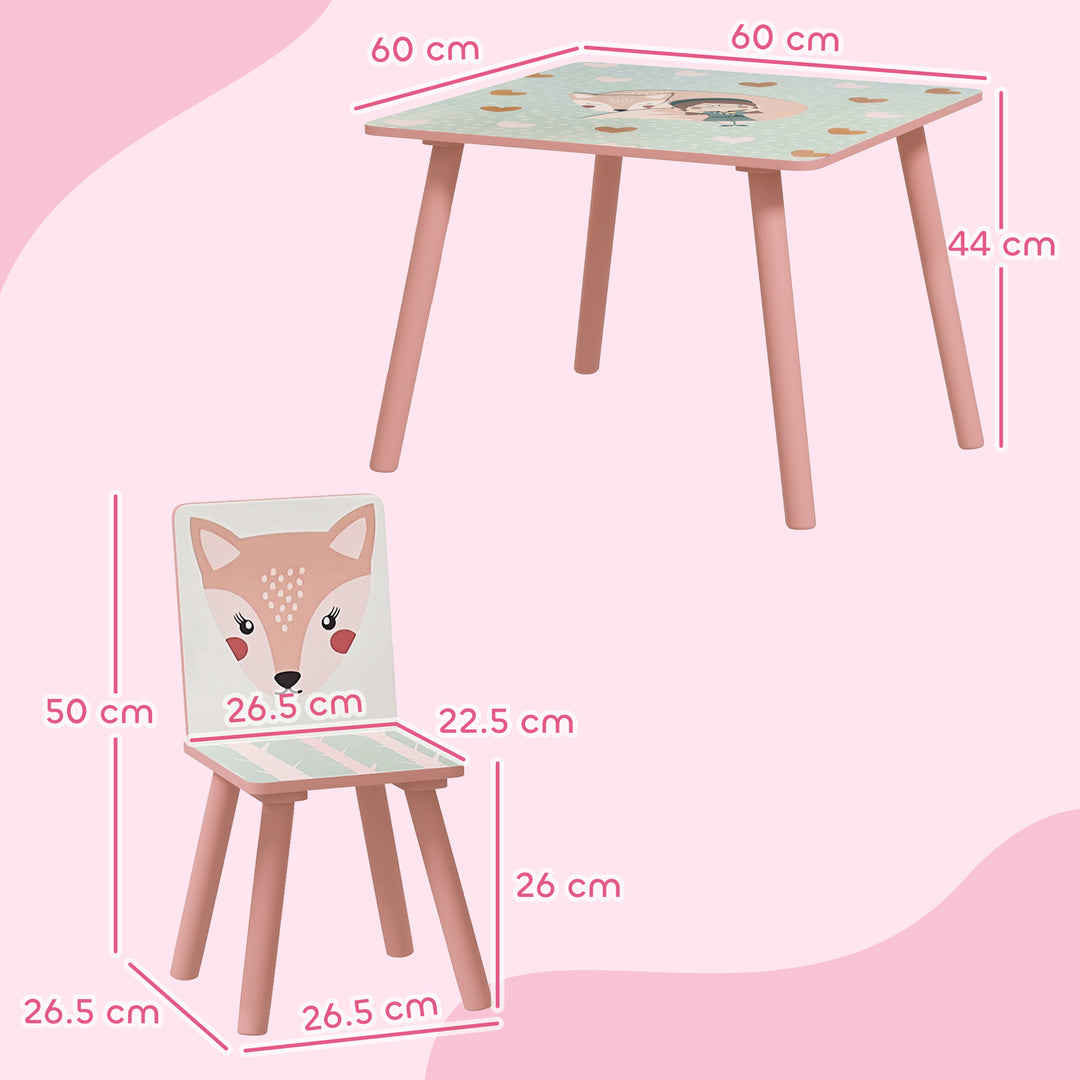 ZONEKIZ Kids and Table Chairs, Children Desk with Two Chairs, Toddler Furniture Set, for Ages 3-6 Years - Pink - image 3
