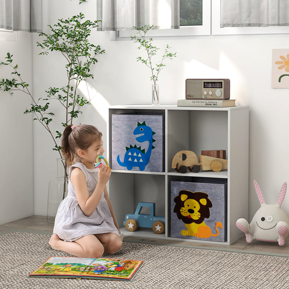 ZONEKIZ Kids Toy Box with Two Non-Woven Fabric Drawers, 61.8 x 29.9 x 61.8cm - White - image 2