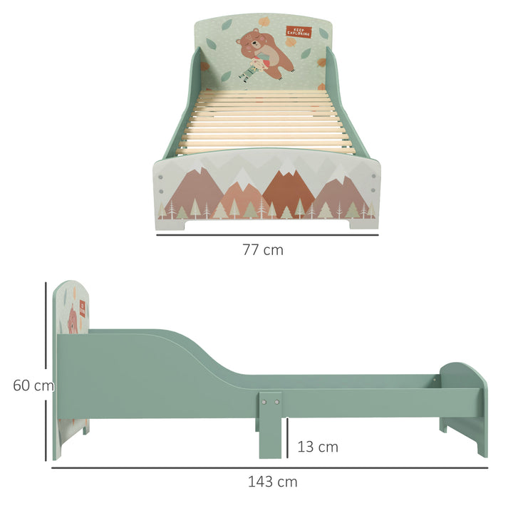 ZONEKIZ Toddler Bed Frame, Kids Bedroom Furniture for Ages 3-6 Years, Green - image 3
