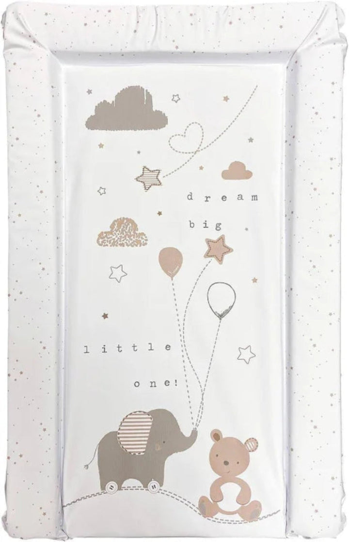 Baby blanket with elephant, bear, and balloons design on a white background