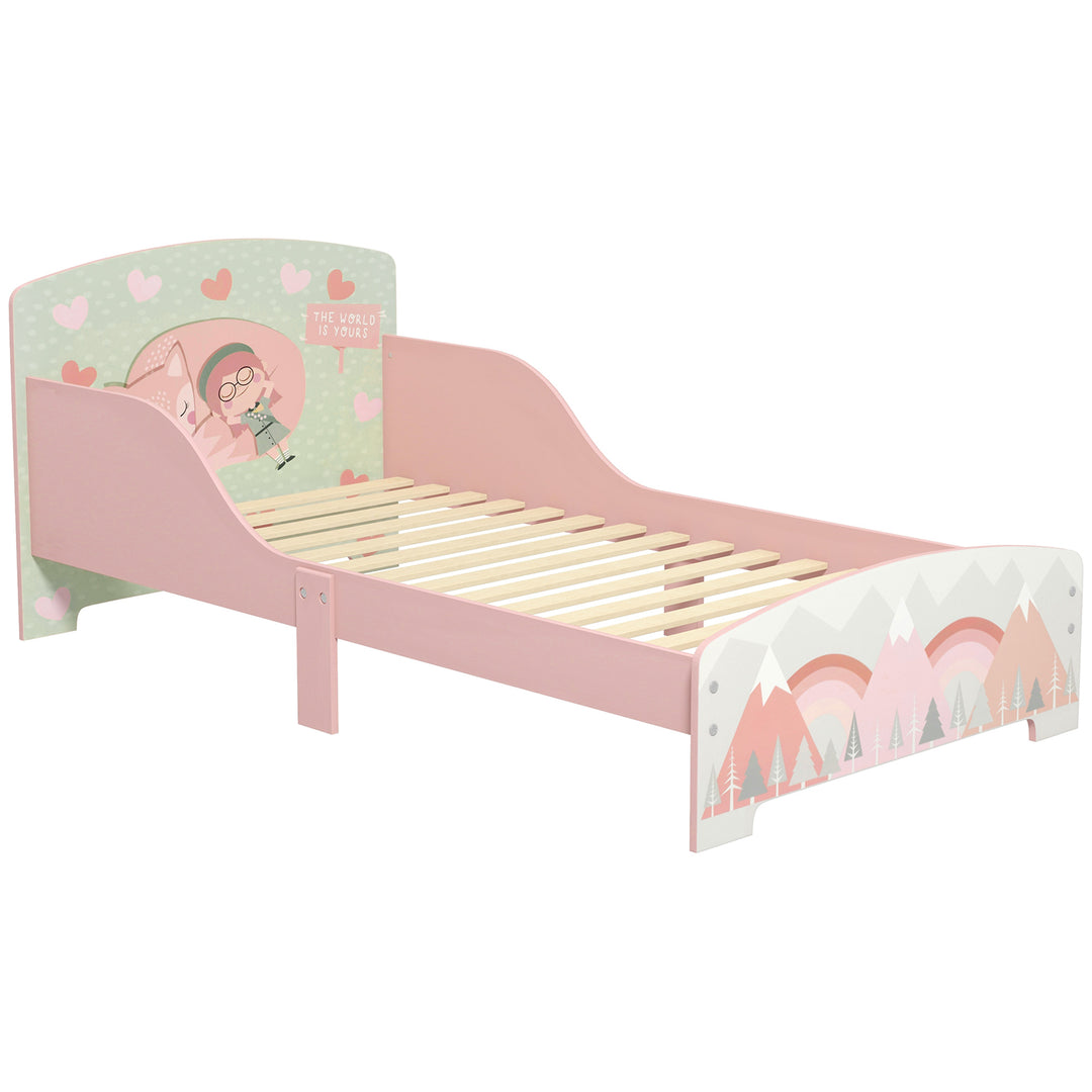 ZONEKIZ Toddler Bed Frame, Kids Bedroom Furniture for Ages 3-6 Years, Pink - Pink