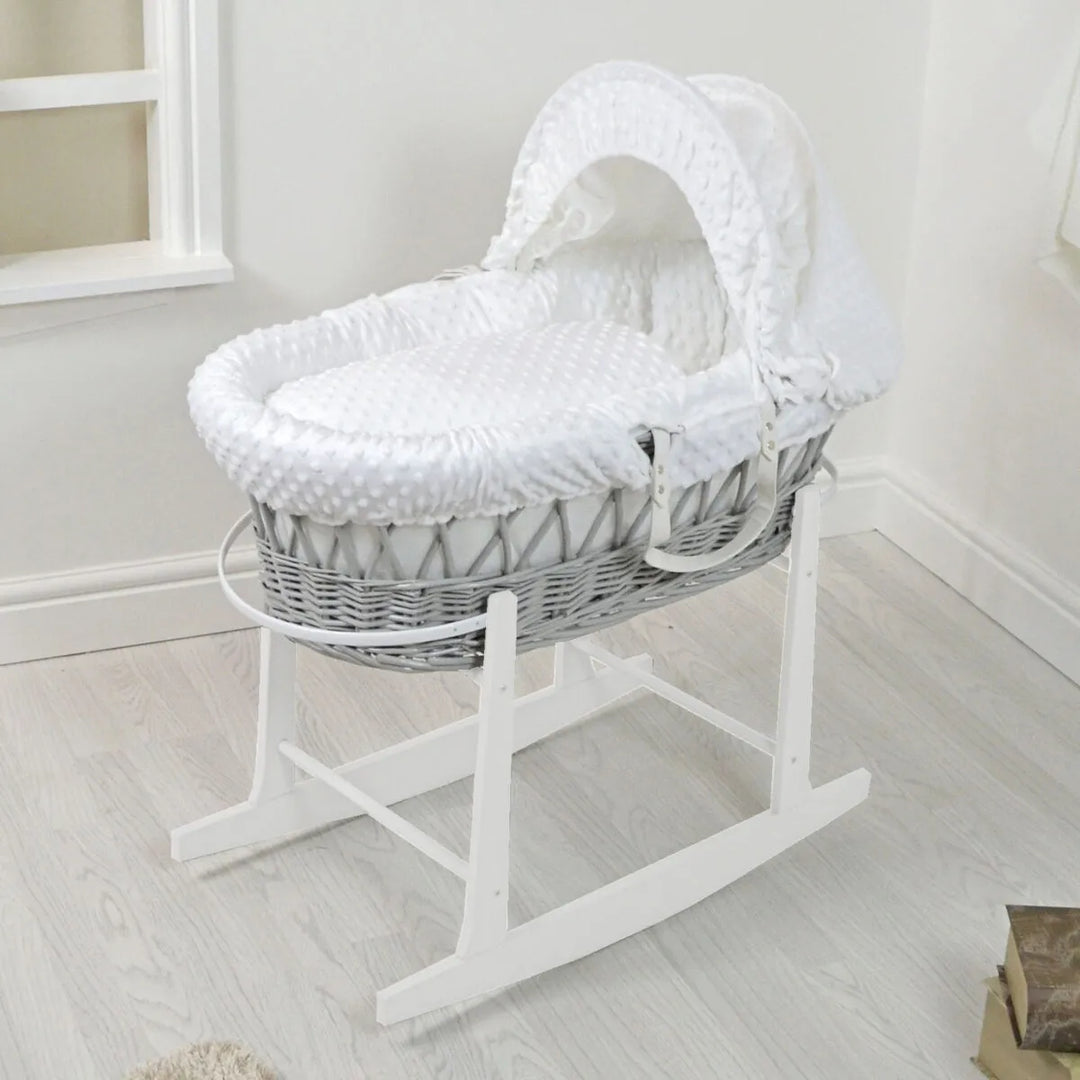 Cuddles Collection Grey Wicker Moses Basket