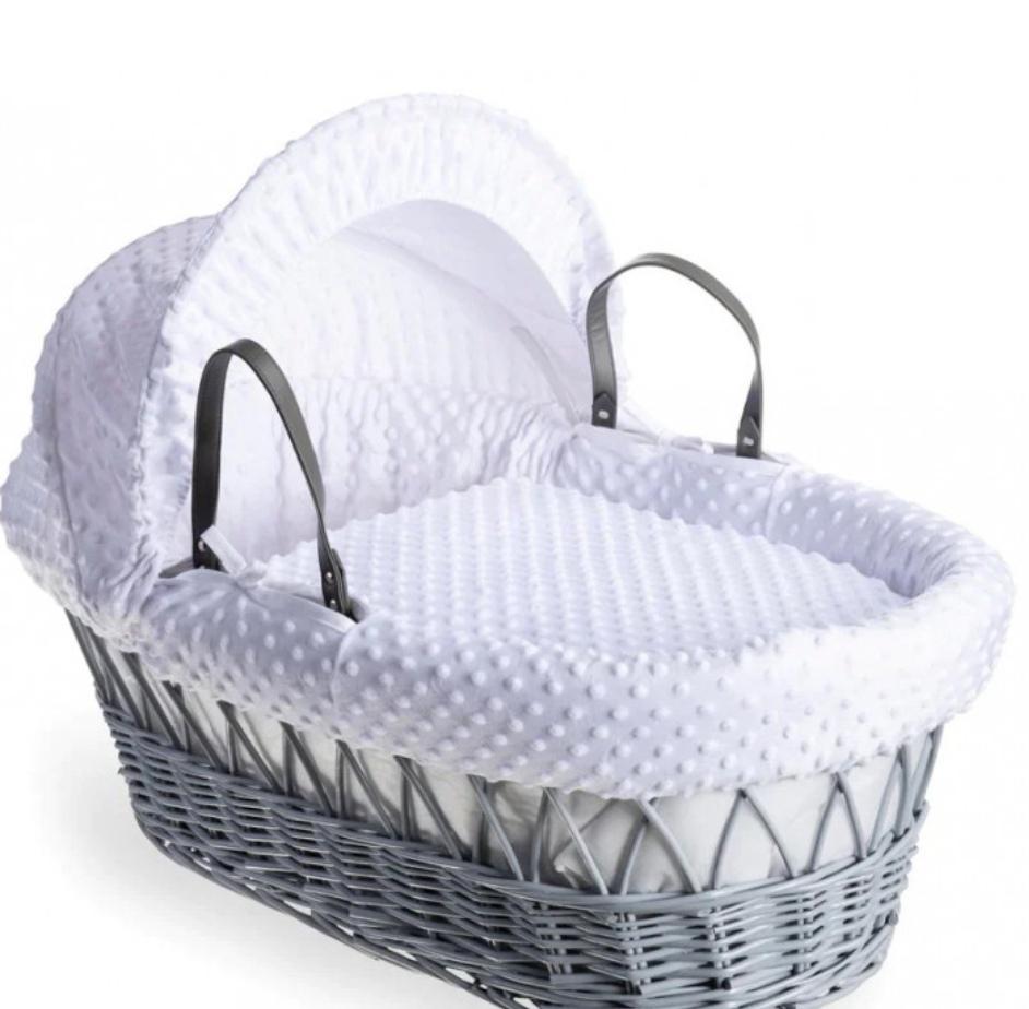 Cuddles Collection Grey Wicker Moses Basket