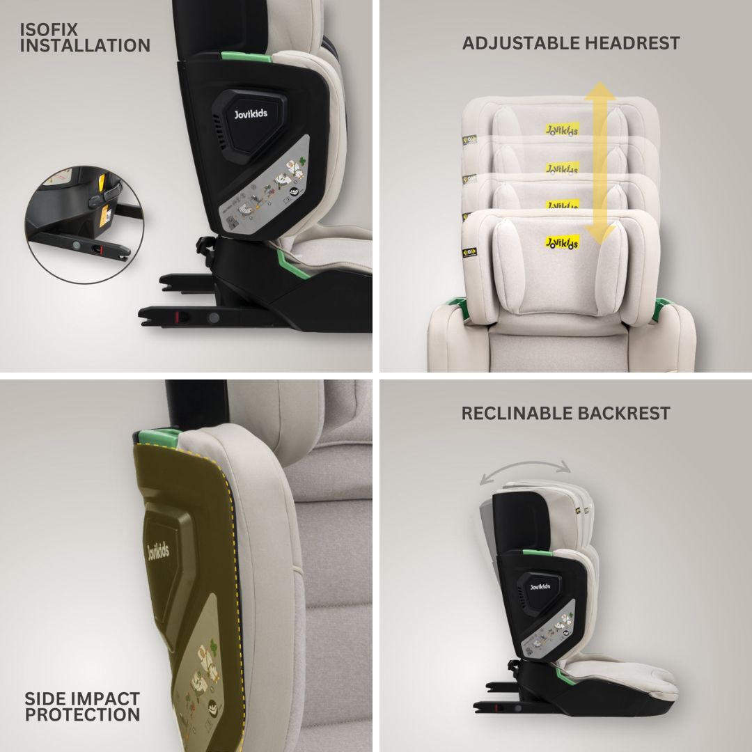 Jovikids Rober+ Folding Highback Booster Seat - Milkstone