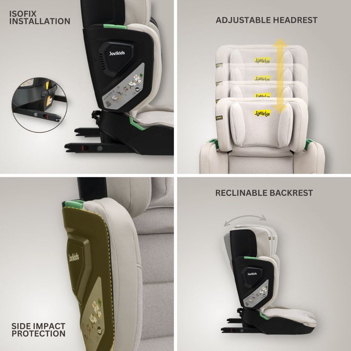Jovikids Rober+ Folding Highback Booster Seat - Milkstone