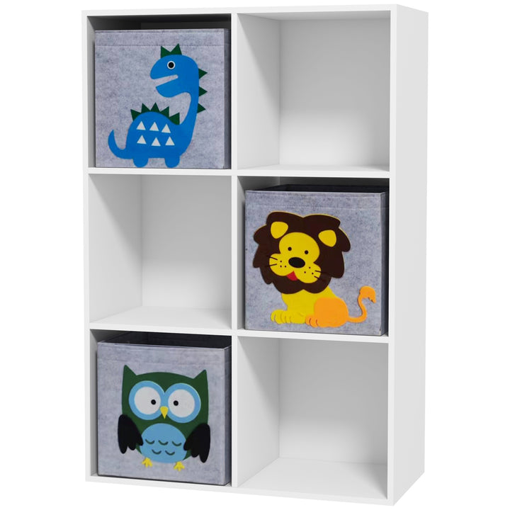 ZONEKIZ Kids Toy Box with Three Non-Woven Fabric Drawers, 61.8 x 29.9 x 91.5cm - White - White