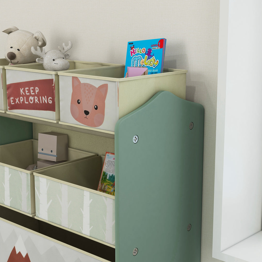 ZONEKIZ Kids Storage Unit, Toy Storage Organiser, with Six Fabric Bins, for Bedrooms, Playrooms, Nurseries - Green - image 8