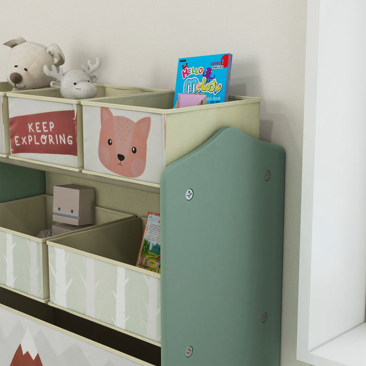 ZONEKIZ Kids Storage Unit, Toy Storage Organiser, with Six Fabric Bins, for Bedrooms, Playrooms, Nurseries - Green - image 8