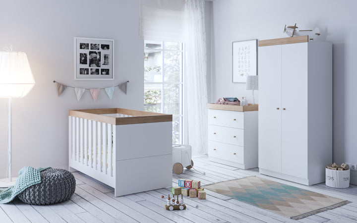 Little Acorns Burlington 3 Piece Nursery Set – White & Oak