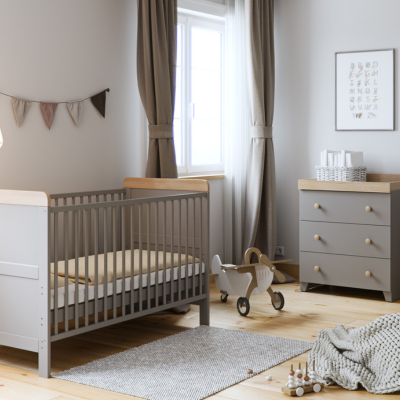 Little Acorns Classic 2 Piece Nursery Set – Grey & Oak