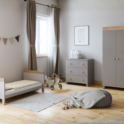 Little Acorns Classic Cot Bed - Grey & Oak
