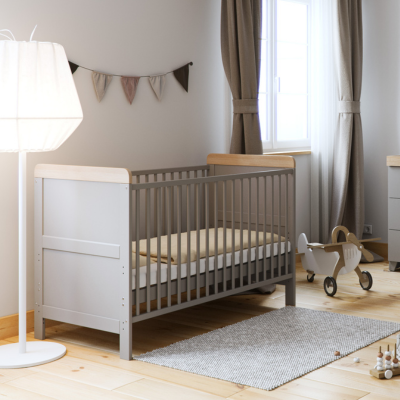 Little Acorns Classic Cot Bed - Grey & Oak