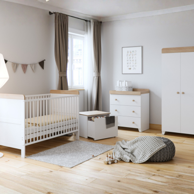 Little Acorns Classic Cot Bed - White & Oak