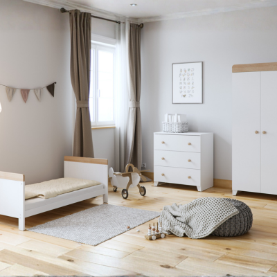 Little Acorns Classic Cot Bed - White & Oak
