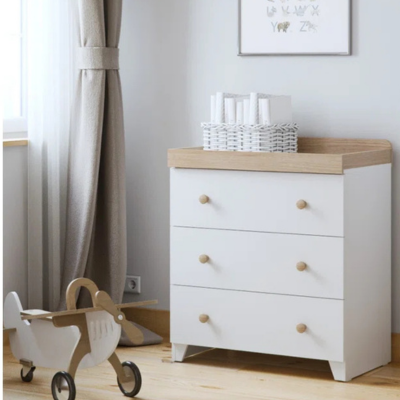 Little Acorns Classic 2 Piece Nursery Set – White & Oak
