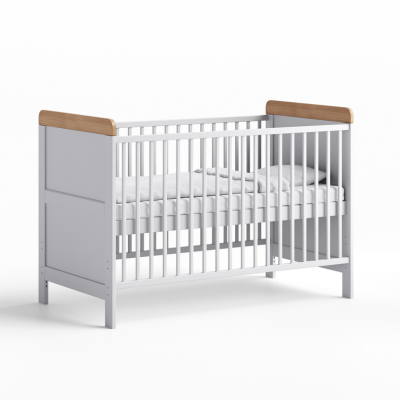 Little Acorns Classic Cot Bed - White & Oak