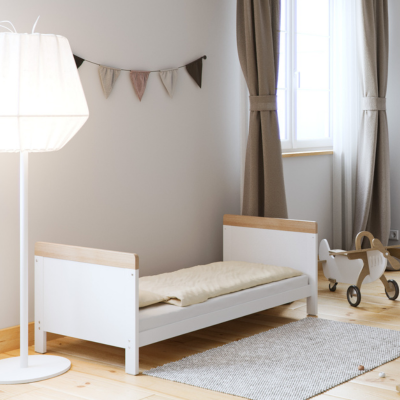 Little Acorns Classic Cot Bed - White & Oak
